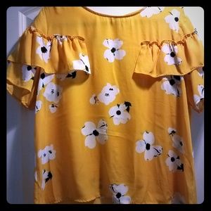Yellow poppy blouse xhilaration